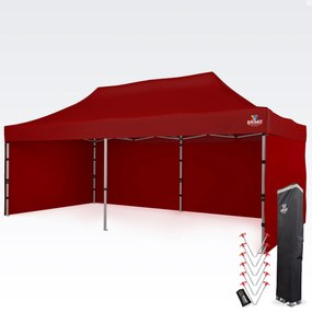 BRIMO Nožnicový párty stan PREMIUM ALU 4x8 m s 3 stenami červený