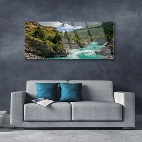 Obraz na akrylátovom skle Hory rieka príroda 125x50 cm