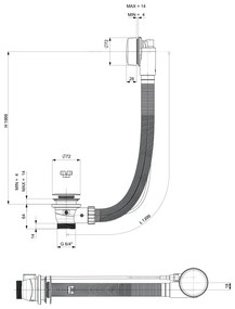 Polysan Polysan, Vaňová súprava s bovdenom, dĺžka 1200mm, zátka 72mm, biela, 71856.10
