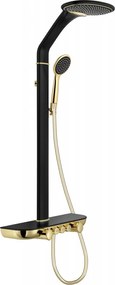 Mexen Bolt, sprchová sada s ručnou a dažďovou hlavicou, čierna-zlatá, 78108-75