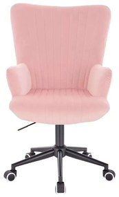 LuxuryForm DESIGN Kreslo AMADEO VELUR na čiernej podstave s kolieskami - ružové