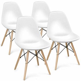 Moderné jedálenské stoličky, 4 ks, 4 rôzne farby, biele