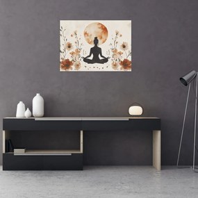 Sklenený obraz - Oranžová jóga (70x50 cm)