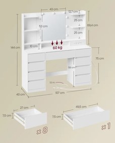 Toaletný stolík s LED zrkadlom RDT141WB02