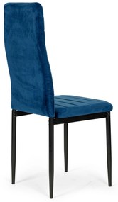 Stoličky s vytvarovaným operadlom- VELVET Modré - 4 ks