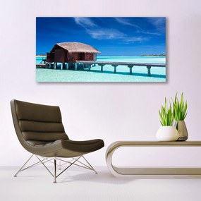Obraz na akrylátovom skle More pláž dom architektúra 120x60 cm