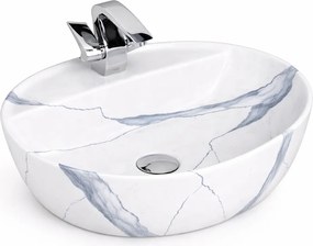 MONTERO-M 50 || Umývadlo na dosku, keramika, biela, mramor, zaoblená