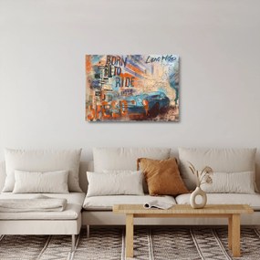 Sklenený obraz - Zrodený na jazdu (70x50 cm)