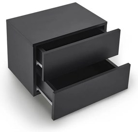 Závesný nočný stolík 40x29x30 cm čierny, 2 zásuvky