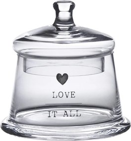 Úložná transparentná nádoba dóza s viečkom a srdiečkom Love - Ø 12*13 cm