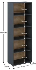 Regál Klodekas 1 (grafit + dub artisan) . Vlastná spoľahlivá doprava až k Vám domov. 1097174