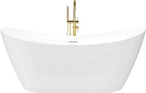 Rea Ferrano Slim, voľne stojaca vaňa 170x73 cm, biela, zlatý matný click-clack, KPL-W7330