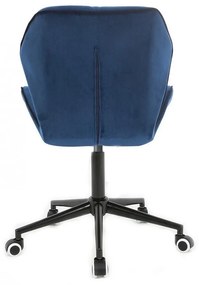 LuxuryForm DESIGN Stolička MILANO MAX VELUR na čiernej podstave s kolieskami - modrá