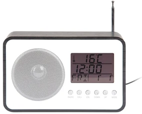 Budík a FM rádio Karlsson KA6036BK, 13cm