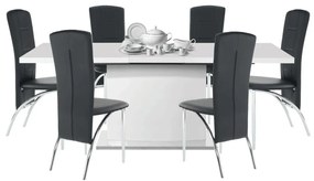 Tempo Kondela Rozkladací jedálenský stôl, biela vysoký lesk HG, 160-200x90 cm, KORINTOS