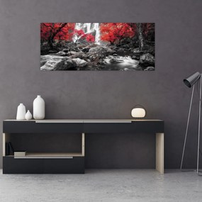 Obraz - Vodopády v jesennej krajine (120x50 cm)