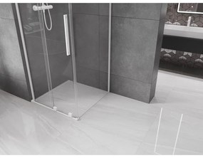 Mexen Velar L, sprchový kút s posuvnými dverami 120 x 120 cm, 8mm číre sklo, biela matná, 871-120-120-03-20