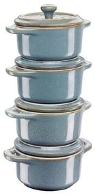 Staub sada 4 keramických foriem Mini Cocotte, starožitná modrá, 40508-159