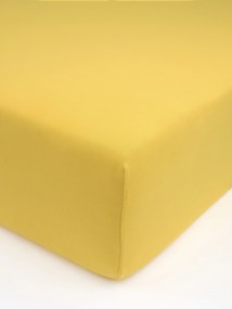 Jersey prostěradlo s elastanem 220 × 200 cm – hořčicové