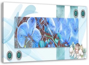 Obraz na plátně Orchidejová abstraktní modrá - 100x70 cm