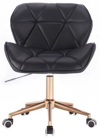LuxuryForm DESIGN Stolička MILANO na zlatej podstave s kolieskami - čierna