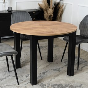 Vintino Jedálenský okrúhly stôl AMFORA dub craft/čierny 102–142 cm