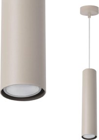 Závesné svietidlo Tuba, 1x béžové kovové tienidlo