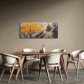 Obraz – Zlatý strom v horách (120x50 cm)