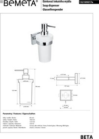 Bemeta Design BETA: Dávkovač mydla, 230 ml - 132109017