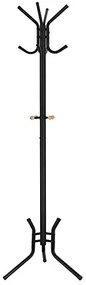Vešiak na kabáty, kovový, 12hacikov, čierny, 176x49x49cm