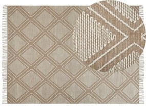 Bavlnený koberec 160 x 230 cm béžová/biela KACEM Beliani