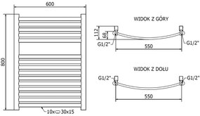 Mexen Helios, vykurovacie teleso 800x600 mm, 355 W, zlatá lesklá, W103-0800-600-00-50