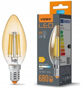 LED žiarovka AMBER filament - E14 - 6W - teplá biela