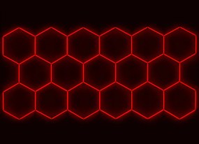Kompletné Led hexagónové svietidlo červené, rozmer 17 elementov 504 x 238 cm