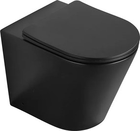 Mexen Rico, bezokrajová stojatá WC misa s WC sedadlom, na postavenie, čierna matná,  32724085