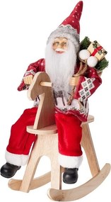 Santa Claus v škandinávskom svetri na hodjacom koni 35 cm