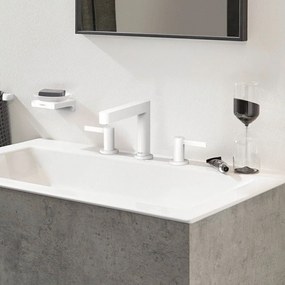 HANSGROHE Finoris 3-otvorová umývadlová batéria s páčkovými rukoväťami, s odtokovou súpravou Push-Open, výška výtoku 113 mm, matná biela, 76033700