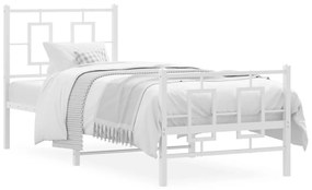 Kovový rám postele s čelom a podnožkou biely 75x190 cm 374298