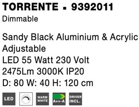 LED luster Torrente 40 čierne