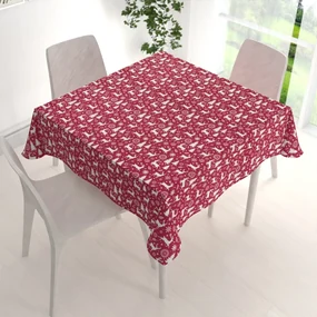 Biante Zamatový štvorcový obrus Tamara TMR-045 Vianočné jelene a stromčeky na červenom 100x100 cm