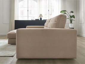 Taupe zamatová rohová pohovka (ľavý roh/s leňoškou) Sierra – Bobochic Paris