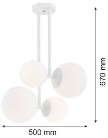 Argon 1644 - Luster na tyči ASPEN 4xE27/15W/230V biela