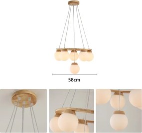 Brilagi - Luster na lanku VISBY WOOD 6xE27/60W/230V priemer 58 cm kaučukovník