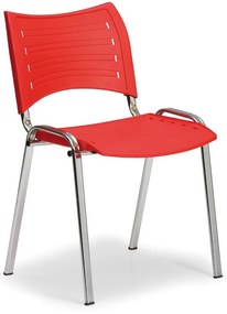 Plastová stolička SMART - chrómované nohy, červená