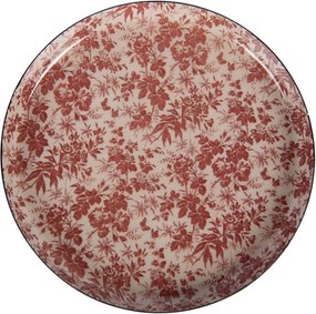 Bielo-červený kovový podtáček Antique - Ø 11*1 cm