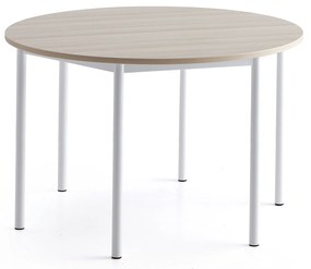 Stôl SONITUS PLUS, Ø1200x760 mm, HPL - jaseň, biela