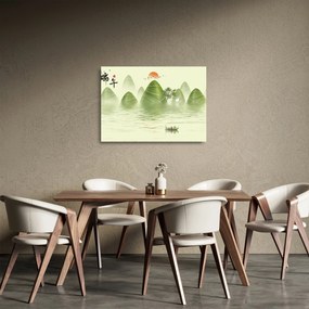 Sklenený obraz - Údolie zelených hôr (70x50 cm)