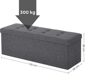 Taburetka 120 L, lavica s úložným priestorom, nosnosť 300 kg, tmavosivá