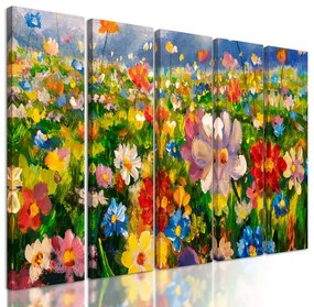 5-dielny obraz maľba kvetinovej lúky