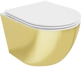 Mexen Lena WC misa Rimless s pomaly padajúcim sedátkom, duroplast, biela/Zlatá - 30224006